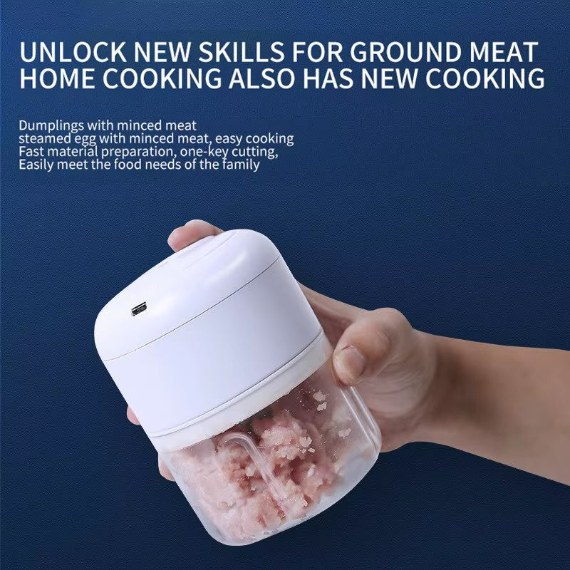 Mini Electric Garlic Chopper – Portable USB Rechargeable Food Processor | 250ml, 45W Motor for Garlic, Veggies & Meat