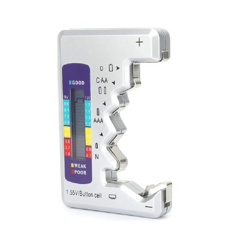Digital Battery Tester with LCD Display | AA/AAA/9V/1.5V Coin Cell Capacity Analyzer