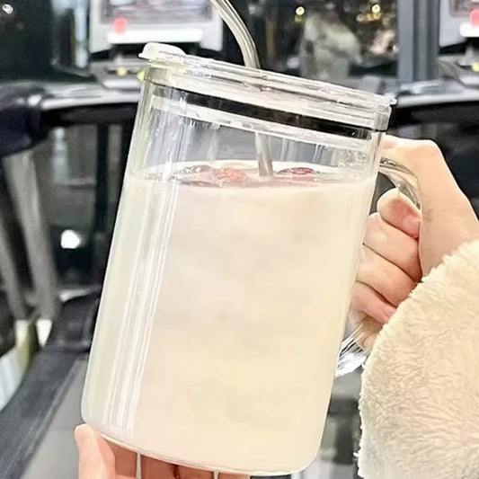 Glass Tumbler with Lid & Straw