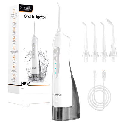 Portable Oral Irrigator – USB Rechargeable Dental Water Flosser with 4 Jet Tips & 3 Modes