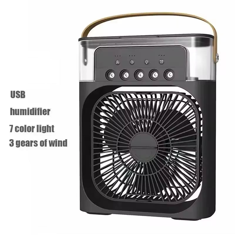 3-in-1 Portable Air Cooler – Mini Humidifier Fan with LED Night Light, USB Rechargeable for Home & Office