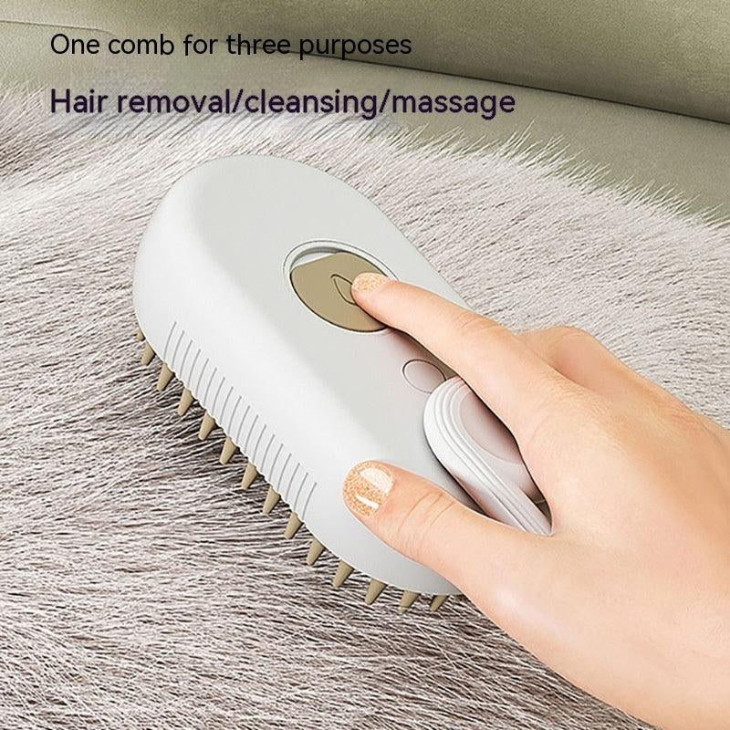 3-in-1 Steam Pet Brush for Cats and Dogs – Rechargeable Grooming, Massage, and Hair Removal Comb