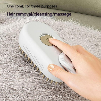 3-in-1 Steam Pet Brush for Cats and Dogs – Rechargeable Grooming, Massage, and Hair Removal Comb