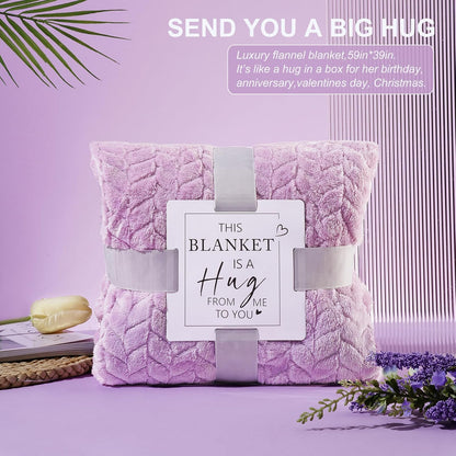 Spa Gift Basket for Women – Relaxing Self-Care Gift Set with Blanket, Purple Gifts for Wife, Girlfriend, Mom, Sister, Friends, Birthday or Get Well Soon