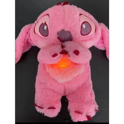 Kawaii Stitch Plush Doll Baby Sleeping Companion Sound Soothing Musical Kawaii with Air Bag and Light Doll Breathing Toys Gifts