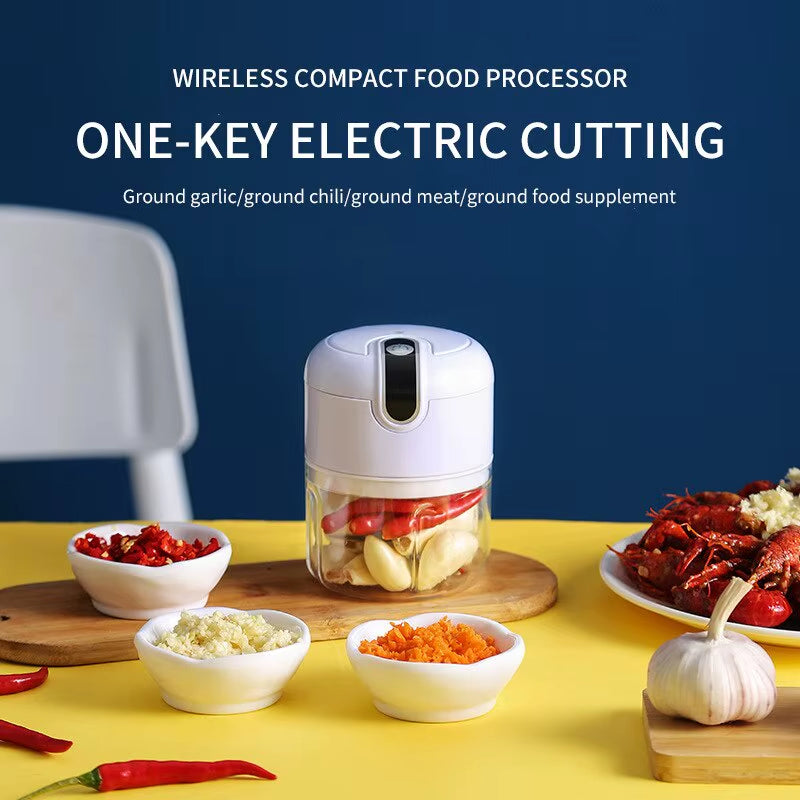 Mini Electric Garlic Chopper – Portable USB Rechargeable Food Processor | 250ml, 45W Motor for Garlic, Veggies & Meat